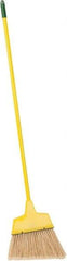 PRO-SOURCE - 12" Wide, Yellow Polypropylene Bristles, Vinyl-Coated Metal Handle, Angled Broom - Flagged, Water Resistant - Industrial Tool & Supply