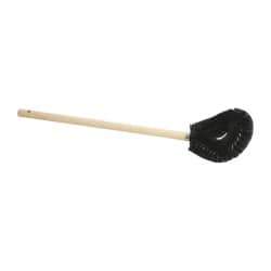 Made in USA - 15" OAL Toilet Bowl Brush - Nylon Bristles, 15" Wood Handle, Black - Industrial Tool & Supply