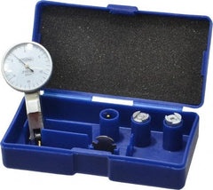 Fowler - 0.03 Inch Range, 0.001 Inch Dial Graduation, Horizontal Dial Test Indicator - 1 Inch White Dial, 0-15-0 Dial Reading - Industrial Tool & Supply