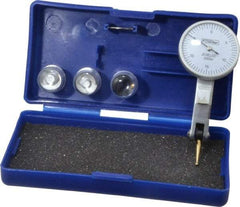 Fowler - 0.03 Inch Range, 0.0005 Inch Dial Graduation, Horizontal Dial Test Indicator - 1 Inch White Dial, 0-15-0 Dial Reading - Industrial Tool & Supply