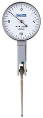 Fowler - 0.02 Inch Range, 0.0005 Inch Dial Graduation, Horizontal Dial Test Indicator - 1 Inch White Dial, 0-10-0 Dial Reading - Industrial Tool & Supply