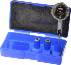 Fowler - 0.02 Inch Range, 0.0005 Inch Dial Graduation, Horizontal Dial Test Indicator - 1 Inch Black Dial, 0-10-0 Dial Reading - Industrial Tool & Supply