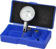Fowler - 0.02 Inch Range, 0.0005 Inch Dial Graduation, Horizontal Dial Test Indicator - 1-1/2 Inch White Dial, 0-10-0 Dial Reading - Industrial Tool & Supply