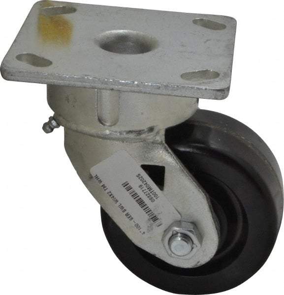Albion - 4" Diam x 2" Wide x 5-5/8" OAH Top Plate Mount Swivel Caster - Phenolic, 800 Lb Capacity, Roller Bearing, 4 x 4-1/2" Plate - Industrial Tool & Supply