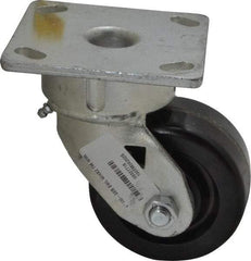 Albion - 4" Diam x 2" Wide x 5-5/8" OAH Top Plate Mount Swivel Caster - Phenolic, 800 Lb Capacity, Roller Bearing, 4 x 4-1/2" Plate - Industrial Tool & Supply