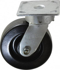 Albion - 6" Diam x 2" Wide x 7-1/2" OAH Top Plate Mount Swivel Caster - Phenolic, 1,200 Lb Capacity, Roller Bearing, 4 x 4-1/2" Plate - Industrial Tool & Supply