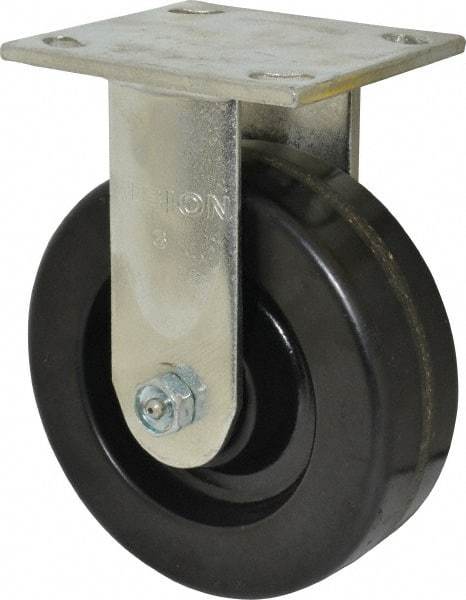 Albion - 6" Diam x 2" Wide x 7-1/2" OAH Top Plate Mount Rigid Caster - Phenolic, 1,200 Lb Capacity, Roller Bearing, 4 x 4-1/2" Plate - Industrial Tool & Supply