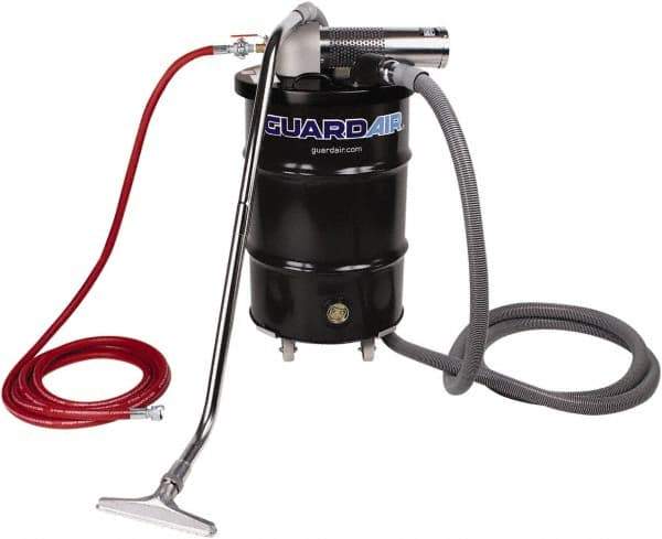 Guardair - 30 Gal Steel Tank, Air Powered Pneumatic Canister Wet/Dry Vacuum - 10 Peak hp, 20' Hose Fitting, Cartridge Filter, Accessories Included - Industrial Tool & Supply