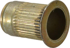 Made in USA - 3/8-16, 0.53 Insert Diam, 0.805" OAL, Sealed Head Open End Threaded Insert - 0.5312" Hole Diam, 0.685" Head Diam, 1008/1010 Steel, Clear Protective Coating & Zinc Yellow Dichromate Finish - Industrial Tool & Supply