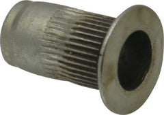 Made in USA - #6-32, 0.265 Insert Diam, 0.47" OAL, Sealed Head Open End Threaded Insert - 0.2656" Hole Diam, 0.39" Head Diam, 1008/1010 Steel, Clear Protective Coating & Zinc Yellow Dichromate Finish - Industrial Tool & Supply