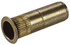 Made in USA - #6-32, 0.265 Insert Diam, 0.74" OAL, Knurled Body Closed End Threaded Insert - 0.2656" Hole Diam, 0.39" Head Diam, 1008/1010 Steel, Clear Protective Coating & Zinc Yellow Dichromate Finish - Industrial Tool & Supply