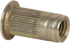 Made in USA - #10-32, 0.296 Insert Diam, 0.99" OAL, Knurled Body Closed End Threaded Insert - 0.2969" Hole Diam, 0.415" Head Diam, 1008/1010 Steel, Clear Protective Coating & Zinc Yellow Dichromate Finish - Industrial Tool & Supply