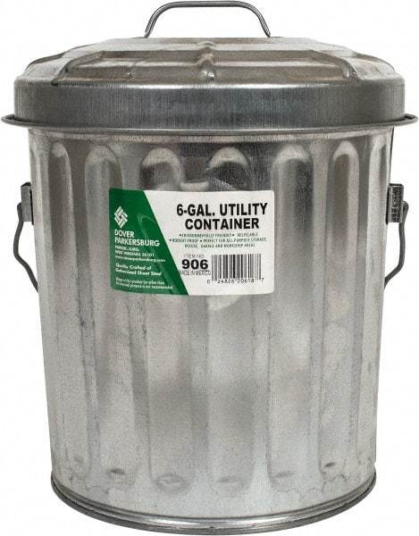 PRO-SOURCE - Galvanized Metal Pail with Lid - Galvanized Metal, 12-1/8" High - Industrial Tool & Supply