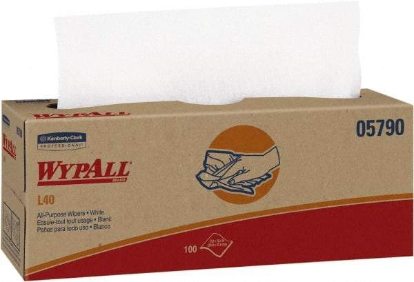 WypAll - L40 Dry General Purpose Wipes - Pop-Up, 9-3/4" x 16-3/8" Sheet Size, White - Industrial Tool & Supply