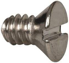 Value Collection - #6-32 UNC, 1/4" OAL Slotted Drive Machine Screw - Flat Head, Grade 316 Stainless Steel, Uncoated, Without Washer - Industrial Tool & Supply