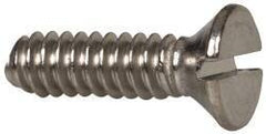 Value Collection - #6-32 UNC, 1/2" OAL Slotted Drive Machine Screw - Flat Head, Grade 316 Stainless Steel, Uncoated, Without Washer - Industrial Tool & Supply
