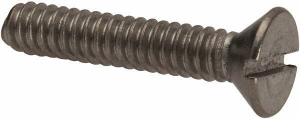Value Collection - #10-24 UNC, 1" OAL Slotted Drive Machine Screw - Flat Head, Grade 316 Stainless Steel, Uncoated, Without Washer - Industrial Tool & Supply
