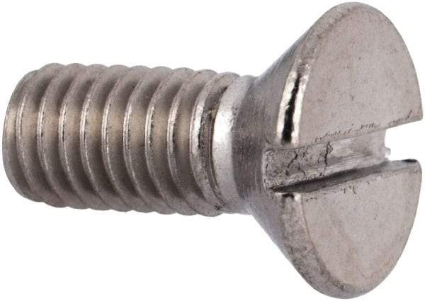 Value Collection - #10-32 UNF, 1/2" OAL Slotted Drive Machine Screw - Flat Head, Grade 316 Stainless Steel, Uncoated, Without Washer - Industrial Tool & Supply