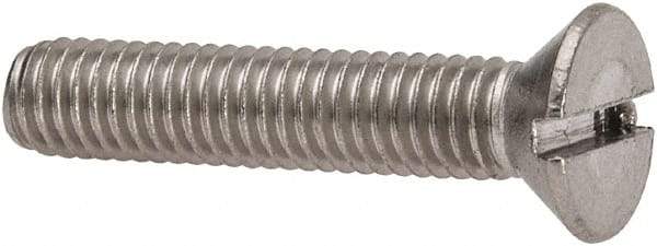 Value Collection - #10-32 UNF, 1" OAL Slotted Drive Machine Screw - Flat Head, Grade 316 Stainless Steel, Uncoated, Without Washer - Industrial Tool & Supply