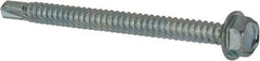 Value Collection - 1/4", Hex Washer Head, Hex Drive, 3" Length Under Head, #3 Point, Self Drilling Screw - Grade 1016-1024 Steel, Zinc-Plated Finish - Industrial Tool & Supply