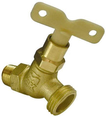 B&K Mueller - 1/2" Pipe, 125 psi WOG Rating, Brass Hose Bibb, Stop Valve - Loose Key Handle, MNPT x GHT End Connections - Industrial Tool & Supply