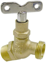 B&K Mueller - 3/4" Pipe, 125 psi WOG Rating, Brass Hose Bibb, Stop Valve - Loose Key Handle, MNPT x GHT End Connections - Industrial Tool & Supply