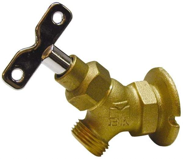 B&K Mueller - 3/4" Pipe, Brass Coated Brass Sillcock with Lockshield - Loosekey Handle, FNPT x GHT End Connections, 150 psi WOG Rating - Industrial Tool & Supply
