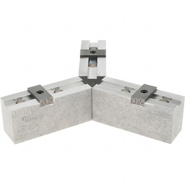 Abbott Workholding Products - 10" & Up Chuck Capacity, Tongue & Groove Attachment, Square Soft Lathe Chuck Jaw - 3 Jaws, Aluminum, 2-1/8" Btw Mount Hole Ctrs, 4-1/2" Long x 1-1/2" Wide x 2" High, 1/2" Groove, 1/2" Fastener - Industrial Tool & Supply