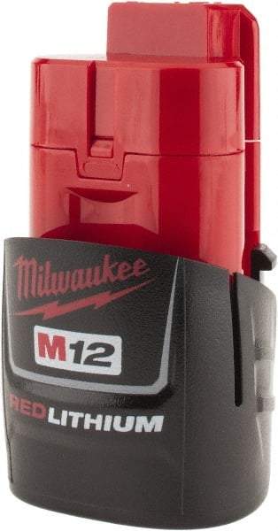 Milwaukee Tool - 12 Volt Lithium-Ion Power Tool Battery - 1.5 Ahr Capacity, 1 hr Charge Time, Series M12 RED - Industrial Tool & Supply