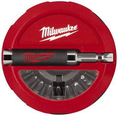Milwaukee Tool - 20 Piece, 1/4" Drive Screwdriver Insert Bit Set - #1, 2 & 3 Phillips, T15 to T25 Torx, #1, #2 & #3 Square Recess, SL6-8 to SL8-10 Slotted - Industrial Tool & Supply