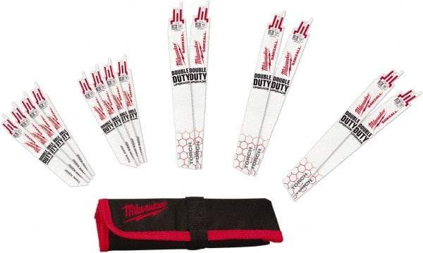 Milwaukee Tool - 14 Piece, 6" to 9" Long x 0.035" Thick, Bi-Metal Reciprocating Saw Blade Set - Straight Profile, 10 to 18 Teeth per Inch, Toothed Edge - Industrial Tool & Supply