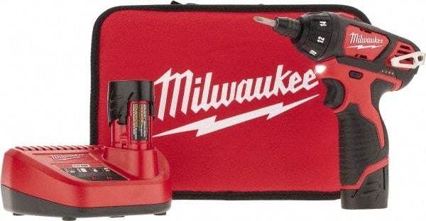 Milwaukee Tool - 12 Volts, Lithium-Ion Battery, Pistol Grip Cordless Screwdriver - 500 RPM, 150 Inch/Lbs. Torque - Industrial Tool & Supply