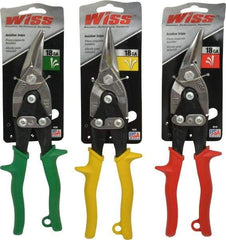 Wiss - 3 Piece Aviation Snip Set - Left, Right, Straight, 9-3/4" OAL, 1-3/8" LOC - Industrial Tool & Supply