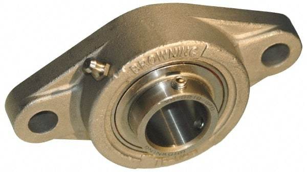 Browning - 1-1/2" ID, 6-1/8" OAL x 3-35/64" OAH 2-Bolt Flange - 3,493 Lb Static Cap, 5,782 Lb Dyn Cap, 5-21/32" Btw Mnt Hole Ctrs, Stainless Steel - Industrial Tool & Supply