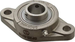 Browning - 1" ID, 4-7/8" OAL x 2-11/16" OAH 2-Bolt Flange - 1,651 Lb Static Cap, 2,801 Lb Dyn Cap, 3-57/64" Btw Mnt Hole Ctrs, Stainless Steel - Industrial Tool & Supply