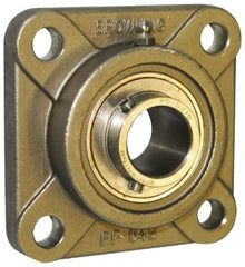 Browning - 1-1/4" ID, 4-1/4" OAL x 4-1/4" OAH 4-Bolt Flange - 2,567 Lb Static Cap, 4,381 Lb Dyn Cap, 3-1/4" Btw Mnt Hole Ctrs, Stainless Steel - Industrial Tool & Supply