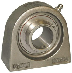Browning - 1-1/4" ID, 4-1/4" OAL x 3-3/4" OAH Tapped Base - 3,493 Lb Static Cap, 5,782 Lb Dyn Cap, 3-1/4" Btw Mnt Hole Ctrs, 1-7/8" Base-to-Ctr Ht, Stainless Steel - Industrial Tool & Supply