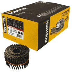 Stanley Bostitch - 0.12" Shank Diam 2-1/2" Long Framing Nails for Power Nailers - Steel, Galvanized Finish, Smooth Shank, Coil Collation, Diamond Point - Industrial Tool & Supply