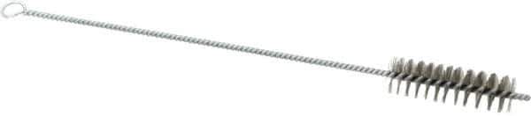 Schaefer Brush - 3" Long x 1" Diam Stainless Steel Long Handle Wire Tube Brush - Single Spiral, 15" OAL, 0.007" Wire Diam, 3/8" Shank Diam - Industrial Tool & Supply