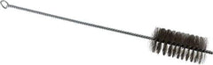Schaefer Brush - 3" Long x 1-1/2" Diam Stainless Steel Long Handle Wire Tube Brush - Single Spiral, 15" OAL, 0.007" Wire Diam, 3/8" Shank Diam - Industrial Tool & Supply