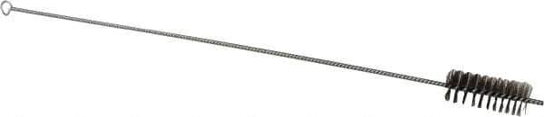Schaefer Brush - 3" Long x 1-1/4" Diam Stainless Steel Long Handle Wire Tube Brush - Single Spiral, 27" OAL, 0.007" Wire Diam, 3/8" Shank Diam - Industrial Tool & Supply