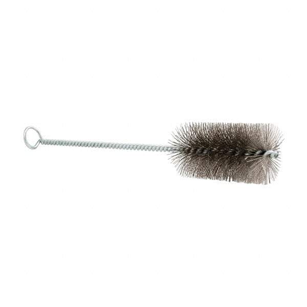 Schaefer Brush - 3" Long x 1-1/2" Diam Stainless Steel Long Handle Wire Tube Brush - Single Spiral, 27" OAL, 0.009" Wire Diam, 3/8" Shank Diam - Industrial Tool & Supply