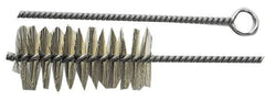 Schaefer Brush - 3" Long x 7/8" Diam Brass Long Handle Wire Tube Brush - Single Spiral, 15" OAL, 0.006" Wire Diam, 3/8" Shank Diam - Industrial Tool & Supply