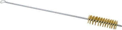 Schaefer Brush - 3" Long x 1" Diam Brass Long Handle Wire Tube Brush - Single Spiral, 15" OAL, 0.006" Wire Diam, 3/8" Shank Diam - Industrial Tool & Supply