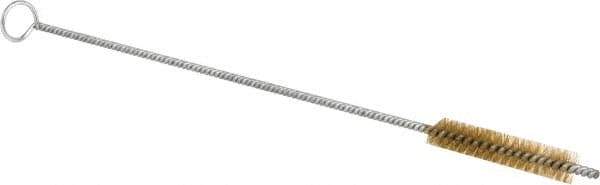 Schaefer Brush - 3" Long x 1/2" Diam Brass Long Handle Wire Tube Brush - Single Spiral, 27" OAL, 0.006" Wire Diam, 0.17" Shank Diam - Industrial Tool & Supply