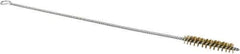 Schaefer Brush - 3" Long x 5/8" Diam Brass Long Handle Wire Tube Brush - Single Spiral, 27" OAL, 0.006" Wire Diam, 3/8" Shank Diam - Industrial Tool & Supply