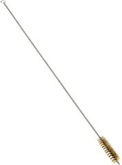 Schaefer Brush - 3" Long x 7/8" Diam Brass Long Handle Wire Tube Brush - Single Spiral, 27" OAL, 0.006" Wire Diam, 3/8" Shank Diam - Industrial Tool & Supply
