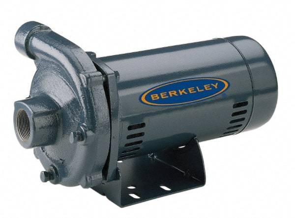 Berkeley - ODP Motor, 115/230 Volt, 1 Phase, 1-1/2 HP, Cast Iron Straight Pump - 1-1/4 Inch Inlet, 1 Inch Outlet, 118 Max Head psi, Noryl Impeller - Industrial Tool & Supply