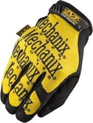 Mechanix Wear - Size L (10) Synthetic Leather General Protection Work Gloves - For Mechanic's & Lifting, Uncoated, Hook & Loop Cuff, Full Fingered, Yellow, Paired - Industrial Tool & Supply