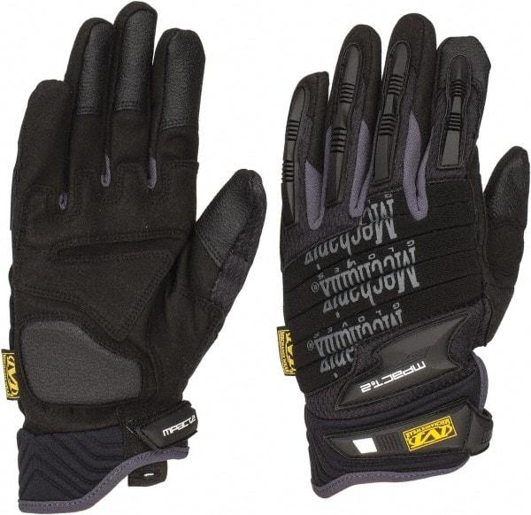Mechanix Wear - Size L (10) Synthetic Leather/Spandex/Lycra/TPR Anti-Vibration/Impact Protection Work Gloves - For Mechanic's & Lifting, Uncoated, Hook & Loop Cuff, Full Fingered, Black, Paired - Industrial Tool & Supply